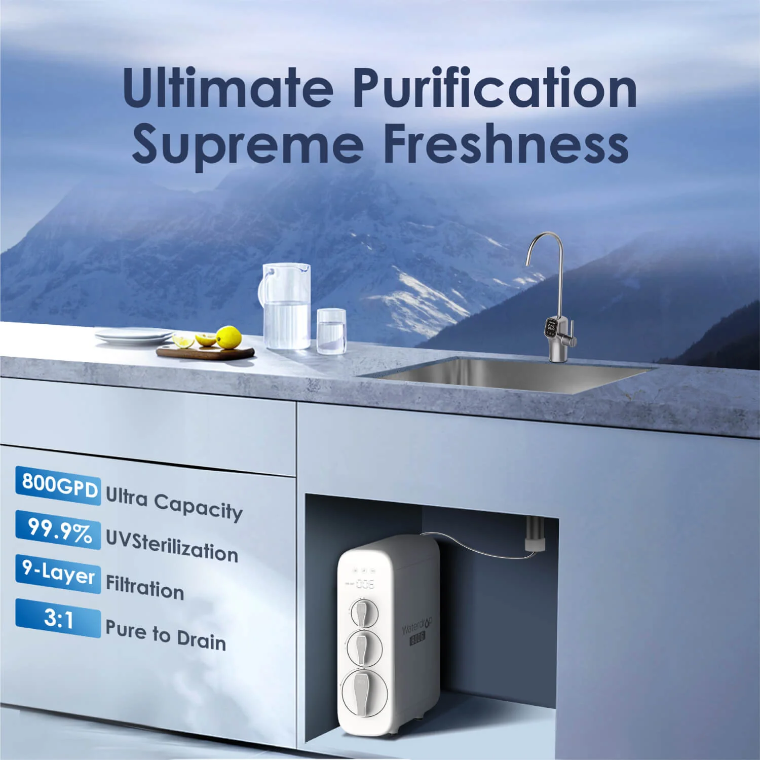 800GPD Remineralization RO System with UV Sterilizing Light - Waterdrop G3P800 - Image 3