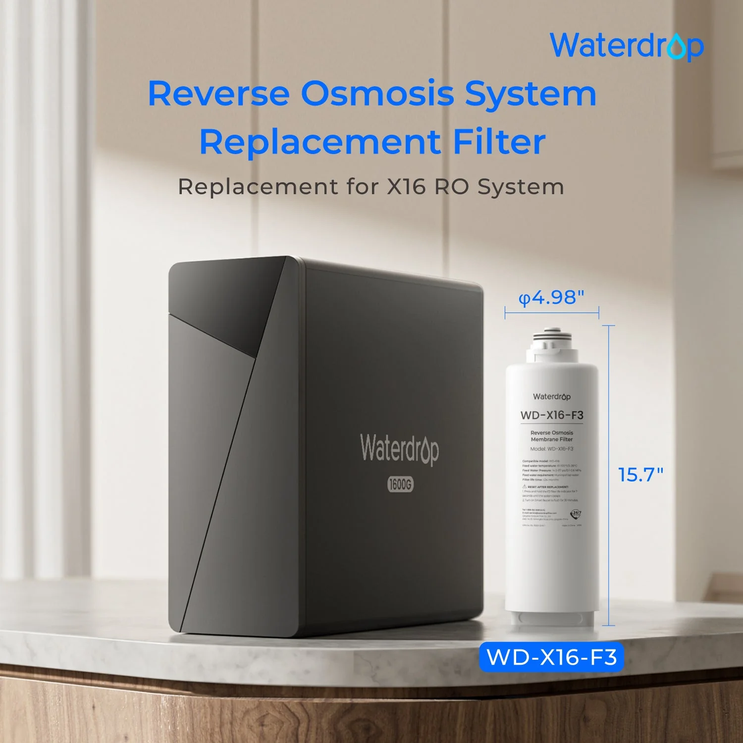 Waterdrop X16 RO System Replacement Filter Combo Set - 1600GPD - Image 5
