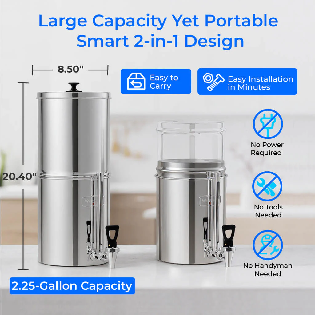 Waterdrop 2.25-gallon King Tank Gravity Water Filter System, Without Stand - Image 3