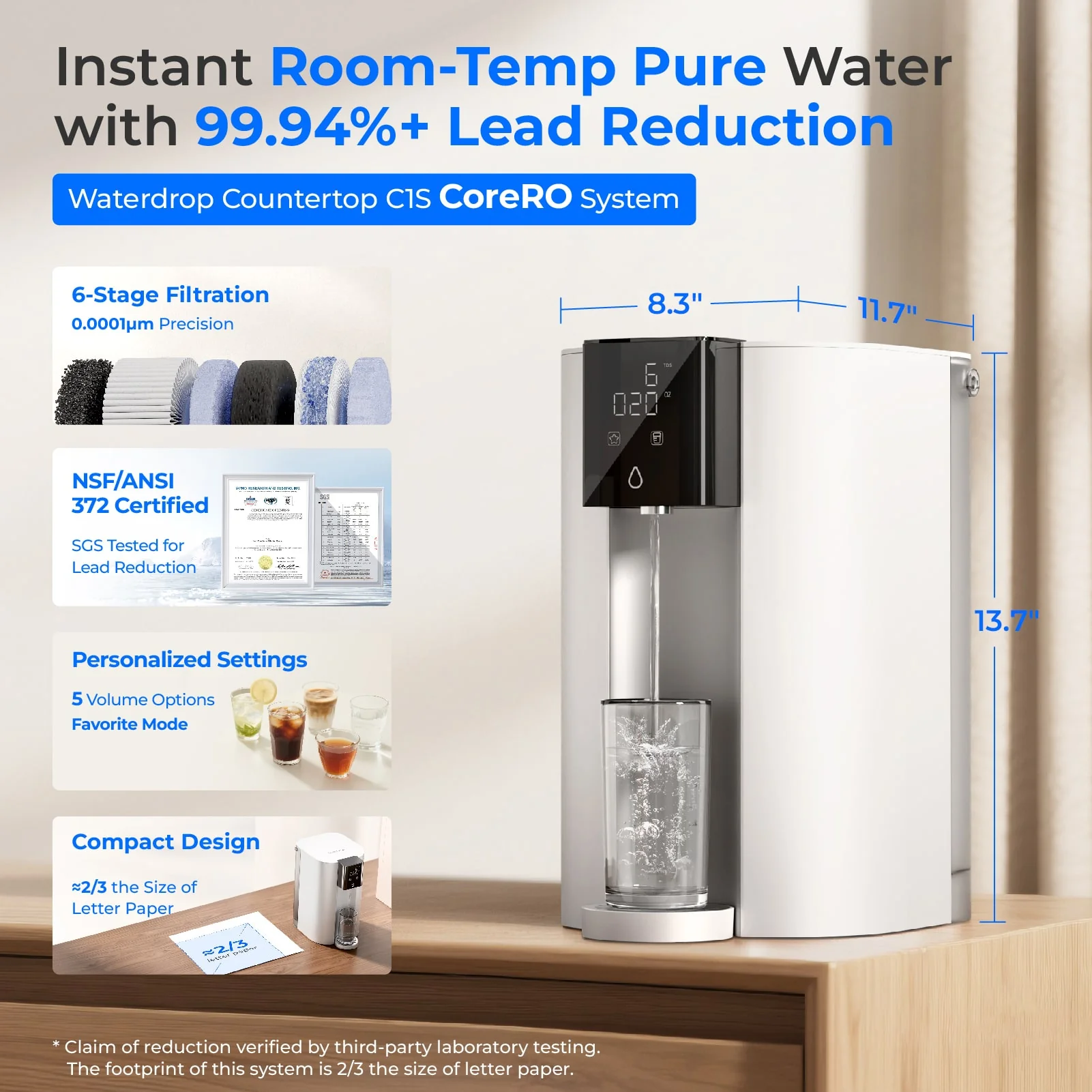 Waterdrop C1S Countertop CoreRO System with 1-Year Replacement Filter - Image 3